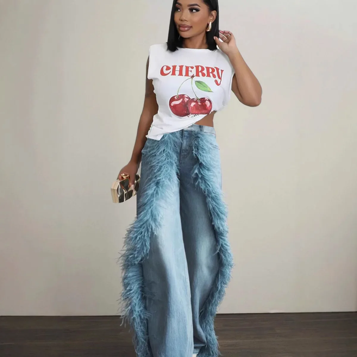 

Женские меховые джинсы, джинсовые брюки с высокой талией, прямые брюки на молнии, офисные женские свободные длинные синие брюки 2021, летняя синяя уличная одежда Y2k