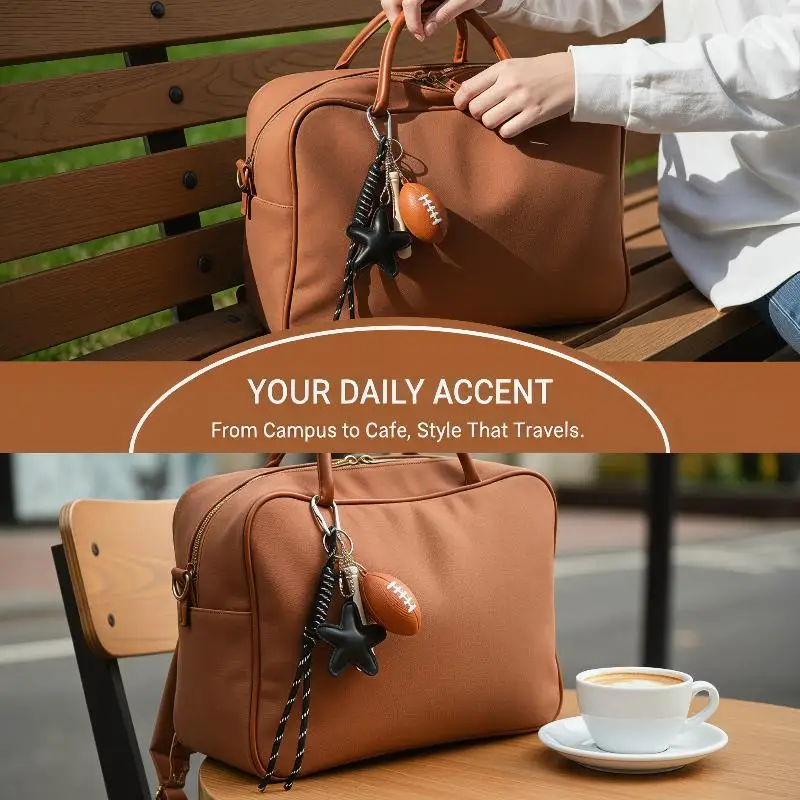 Niedlicher Taschenanhänger Schlüsselanhänger mit Mini-Kamera, 8-Ball-Anhänger, geflochtenem Riemen für Handtaschen, Rucksäcke, Schlüssel, Dekoration – Detail 8