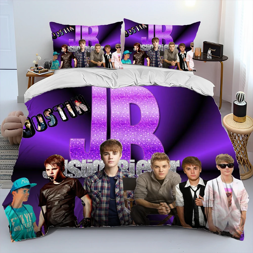 Justin Bieber JBiebs Bettwäsche-Set, beliebter Sänger, Bettbezug, Bettwäsche-Set, Bettdeckenbezug, Kissenbezug, Bettwäsche-Set in King- und Queen-Size-Größe