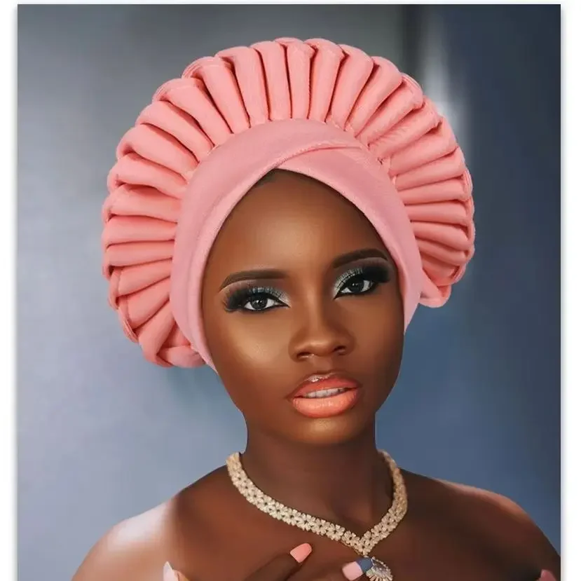 

Головной убор в африканском стиле с автогелем, нигерийский свадебный геле, модный женский тюрбан, повязки на голову, женский вечерние головной убор, мусульманский хиджаб, шляпа