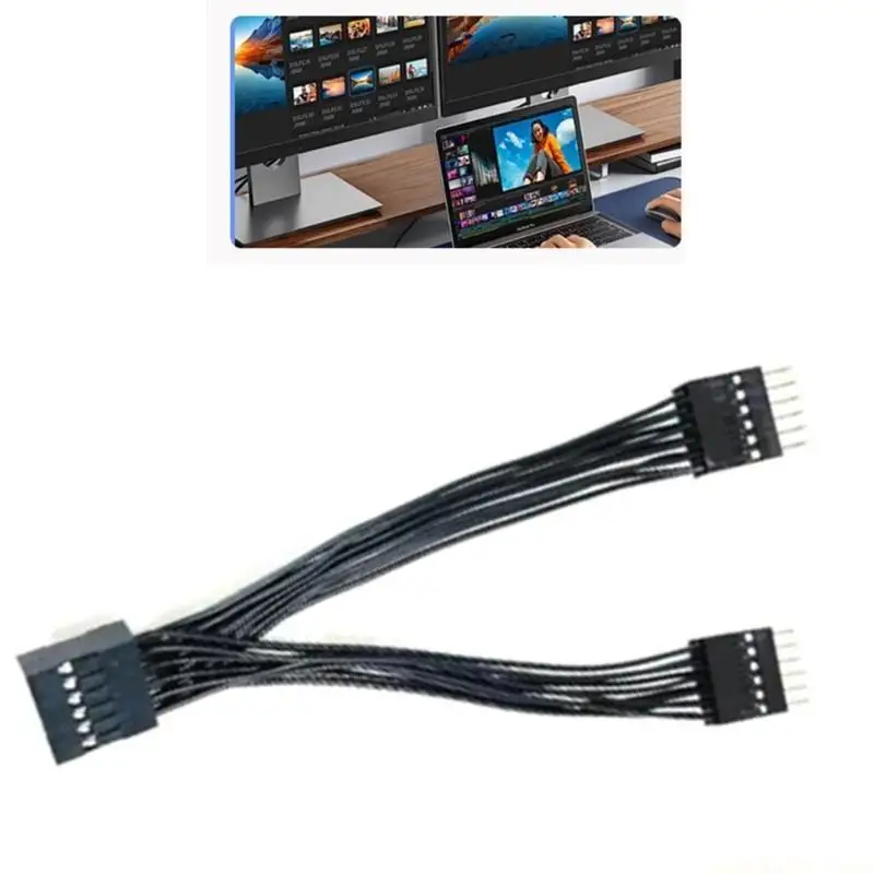USB 2.0 11Pin Female to 2 11Pin Male Extension Cable,Motherboards 11Pin USB2.0 Header Splitters for Computer