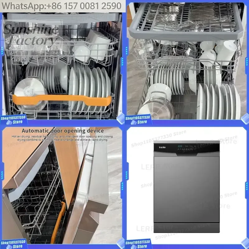 Professional Freestanding Dishwasher 14 Place Setting Capacity Stainless Steel Smart Dishwasher