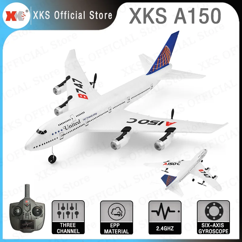 

WLtoys XKS A150 RC Airplane 3 Channel 2.4G Six-axis Gyroscope EPO Material Fixed Wing Boeing 747 Mode RC Drone Toy Gift for Kids