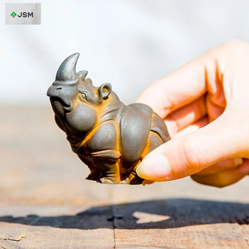 Creative Rust Mini Rhino Small Animal Desktop Small Ornaments Study Room Living Room Crafts