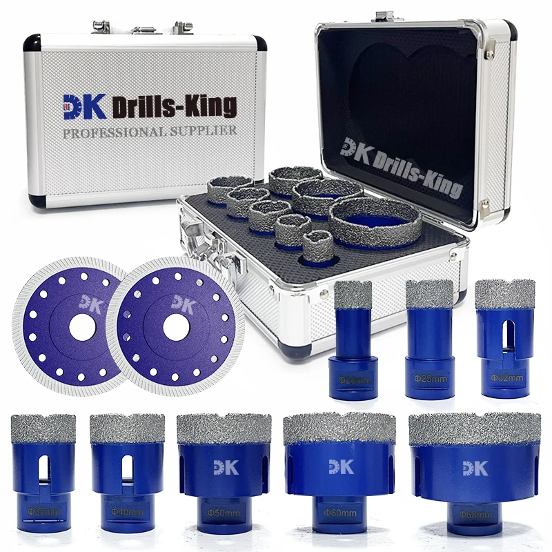 

10PCS Hole Cutter Kit M14 Vacuum Brazed Diamond Drill Core Bits Set with Ultra-thin 1.1mm Cutting Disc for Marble Ceramic Tiles
