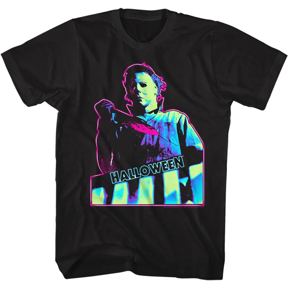 Halloween Horror Movie Michael Meyers Neon Colors Big Knife Men's T Shirt