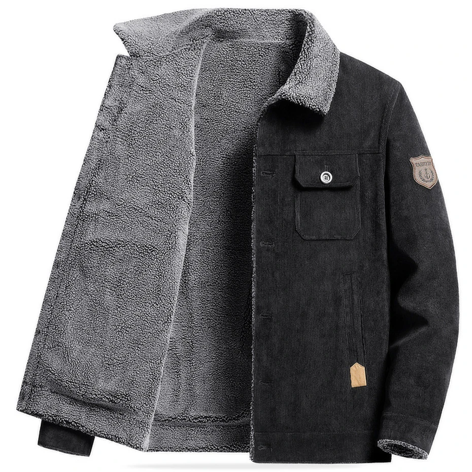 Corduroy Jacket Men Autumn Winter Thick Fleece Jacket Coat Fashion Casual Corduroy Coat Male