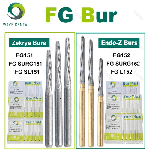 Imagen 2 del producto Fresas dentales de carburo de tungsteno WAVE FG, taladro endo-z/zekrya, cortadores quirúrgicos de pulido de 1,6mm para pieza de mano de alta velocidad, 5 unidades por paquete