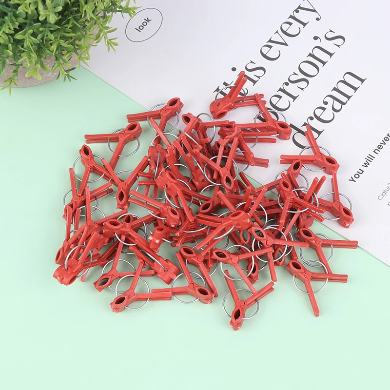 50pcs Durable Plastic Grafting Clamps Small Grafting Clips Round Red Clamps For Gardening Vegetables Flowers Shrubs