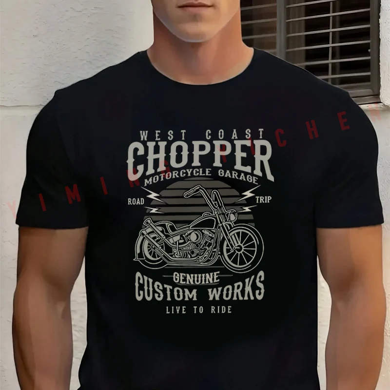

Chopper Custom Motor Motorcycle Men's Cotton Moto T-Shirt Fashionable Casual Summer Travel And Sports Tee