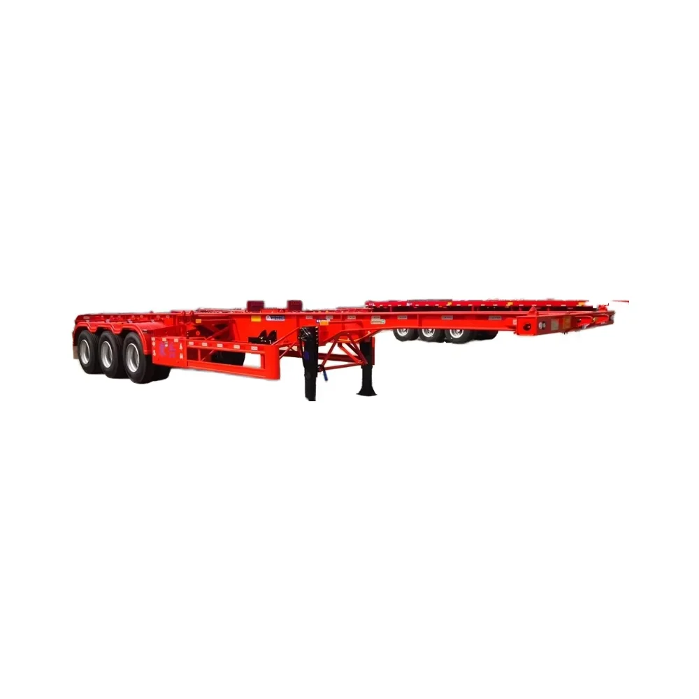 Used Steel 3 Axle 12 Lock High Capacity Skeleton Semi Trailer with Working Platform