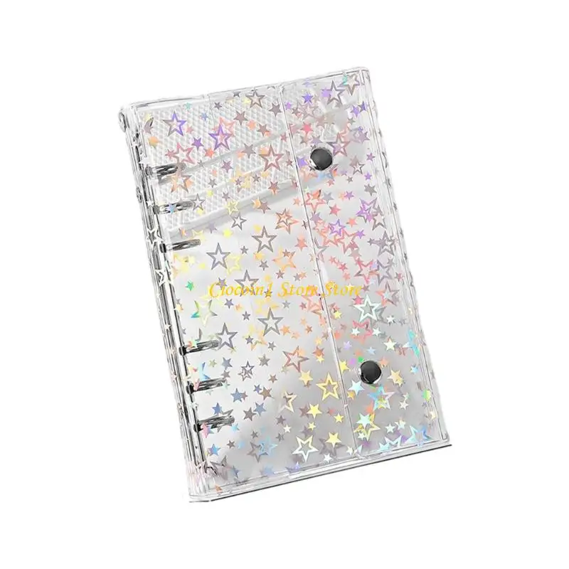 A3PC Star Patterned Clear Binder Protectors With Double Locking Clasps For School Office Document Storage