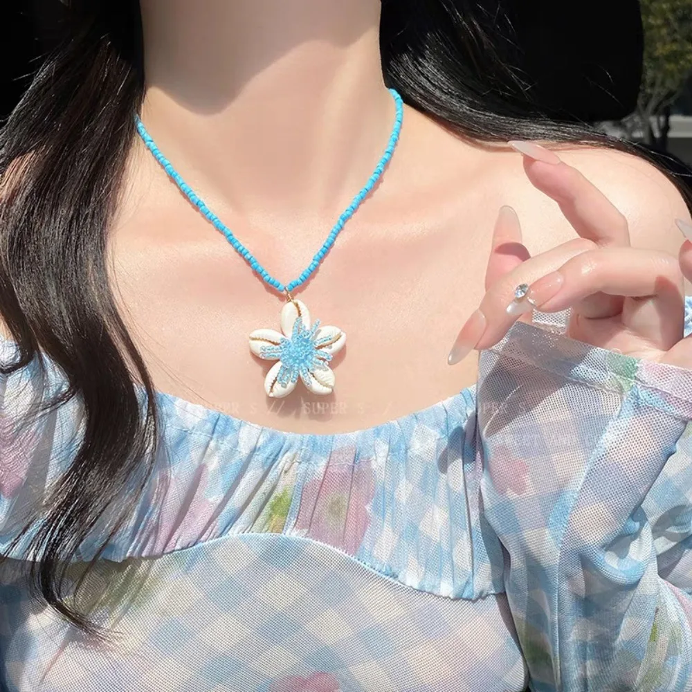 جديد شل قلادة شاطئ البحر نمط البحر ستار الخرز سلسلة عنق اليدوية البوهيمي مجوهرات اكسسوارات الصيف