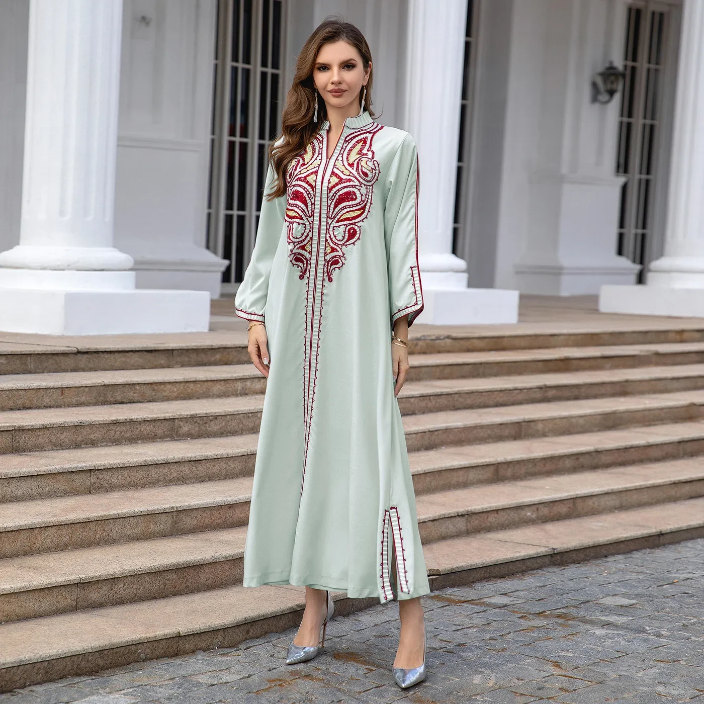 

Eid Muslim Party Dress For Women Embroidery Jalabiya Abaya Ramadan Long Dresses Abayas Woman Kimono Robe Caftan Vestidos
