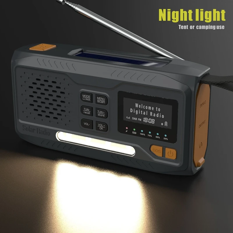 

NEW Portable Solar Radio Receiver Emergency Radio Bluetooth DAB/FM Bluetooth With LED Flashlight/SOS