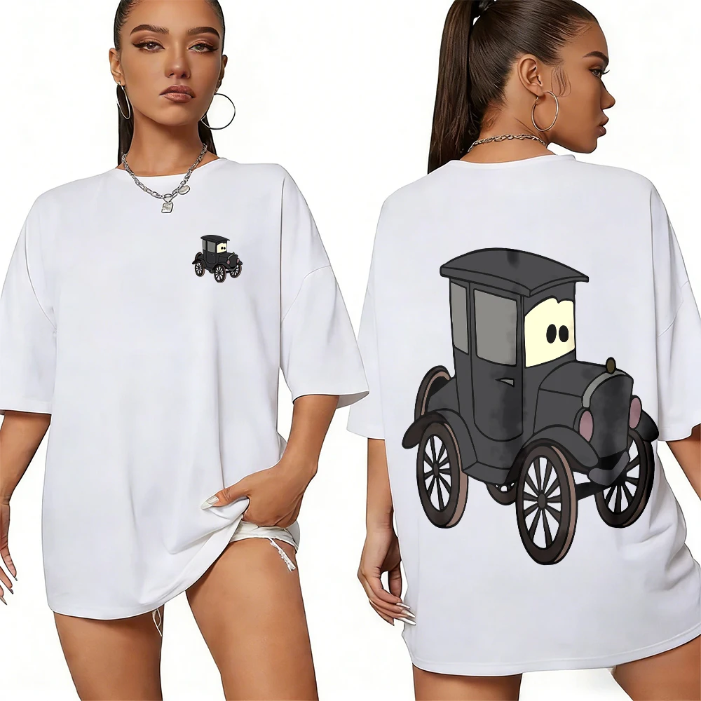 

Летние автомобили Диснея представляет ретро-изображение доктора Хадсона, футболка из 100% хлопка с принтом, мужской и женский повседневный дышащий топ