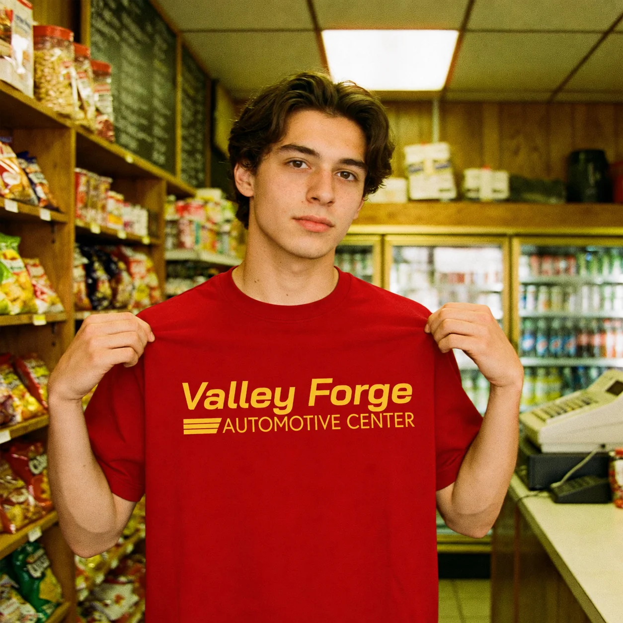 Valley Forge Automotive Center T-Shirt: Lustiges T-Shirt mit TV-Serien-Grafikdruck aus Baumwolle für Männer und Frauen mit kurzen Ärmeln – Detail 11