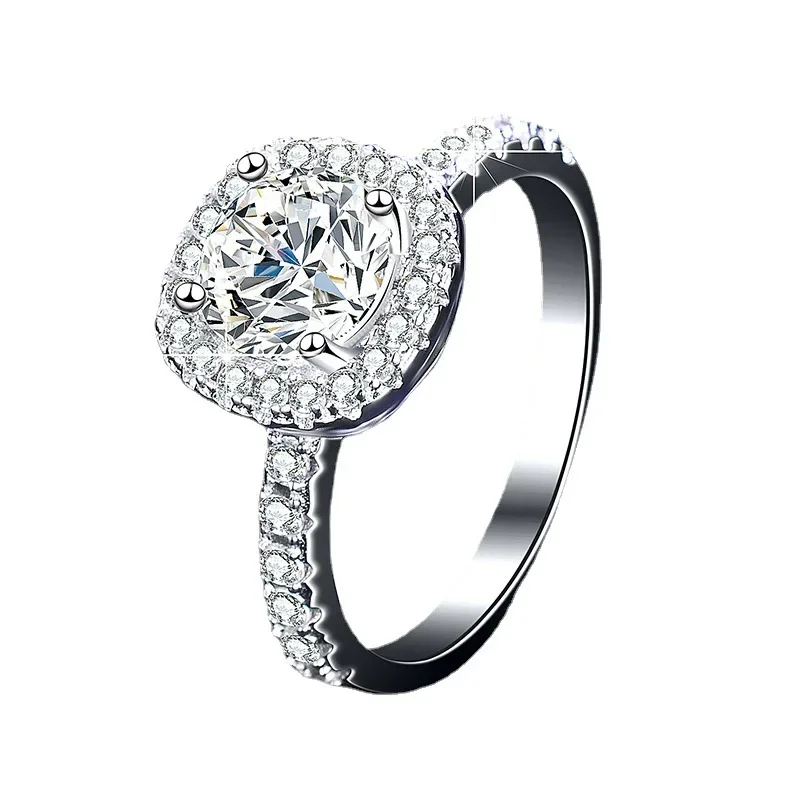 Boutique Pt950 Platina Dames Ring 3 Karaat Ring Vier Klauw Luxe Vierkante Tas Moissanite Ring Voor Vrouw Cadeau