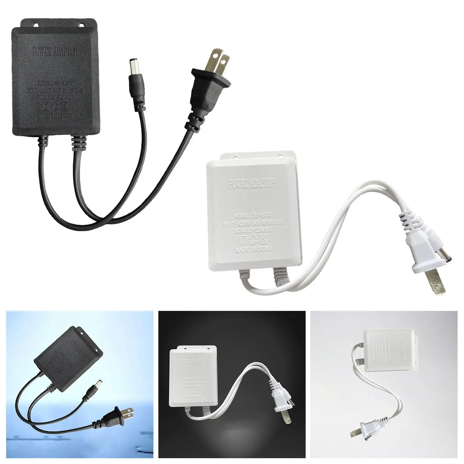 12V 2A AC Adapter Charger Waterproof Sturdy Multipurpose DC Outlet Plug for BT Speaker Webcam LED Strip Light Router CCTV Camera