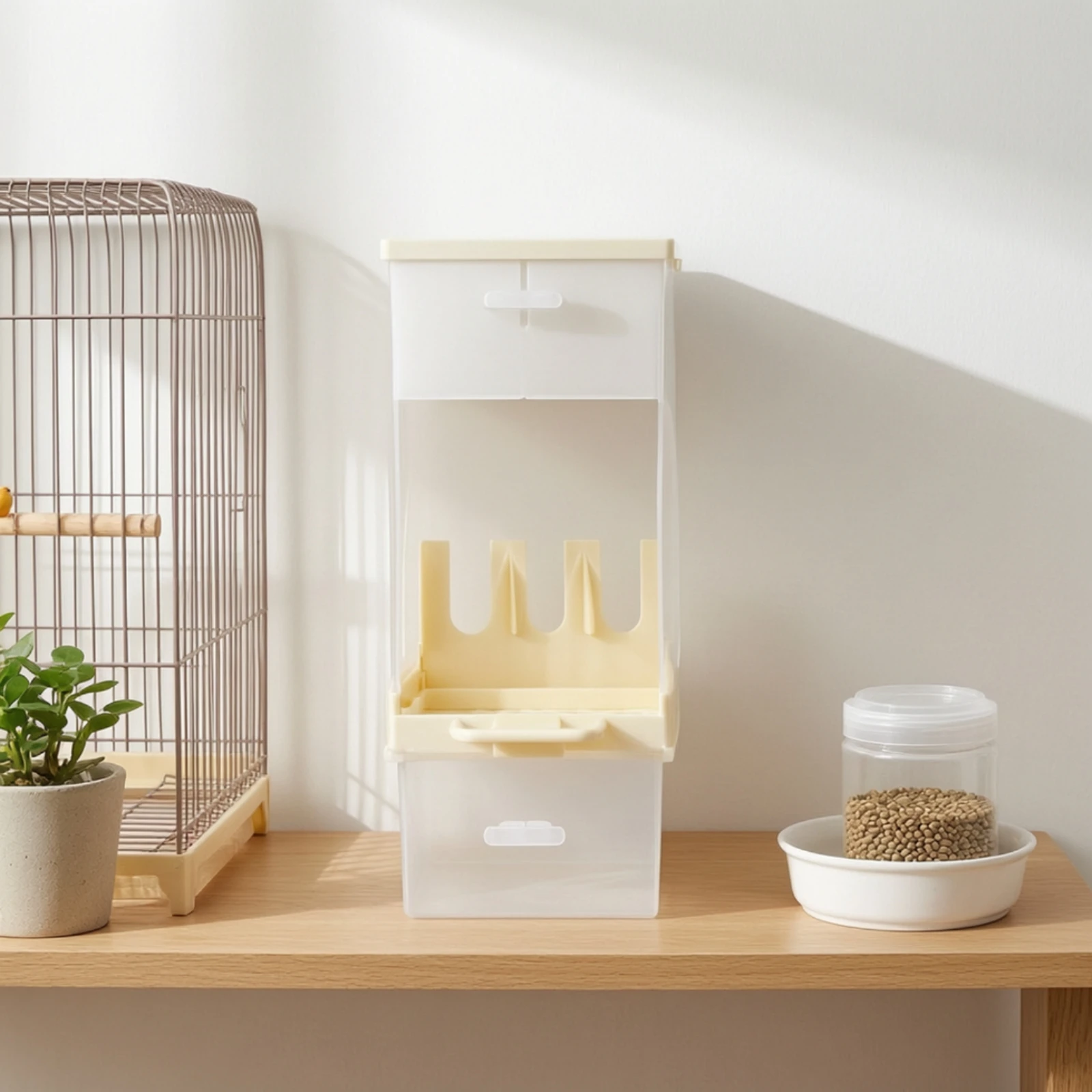 Bird Feeder Box Compact Bird Feeder with Tray Clear Transparent for Canary Owners, Indoor Aviary