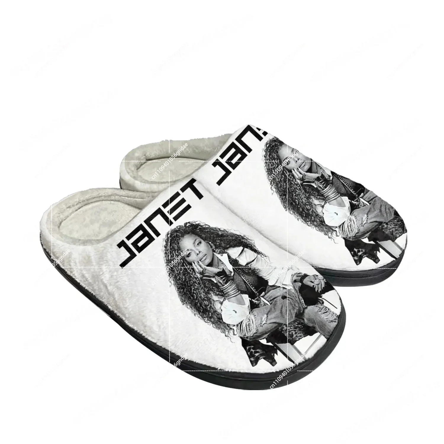 

Janet Jackson Custom Cotton Slippers Winter Warm Plush Home Shoes True to Size Flat for Men Women