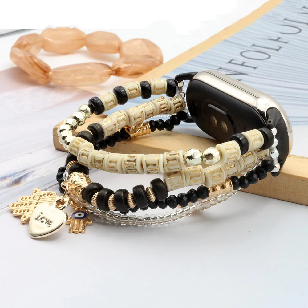 Mi Band 9 Bracelet Women Luxury Dressy Wristband for Xiaomi Smart Band 8 Beaded Strap Accessories Colorful Boho Stylish
