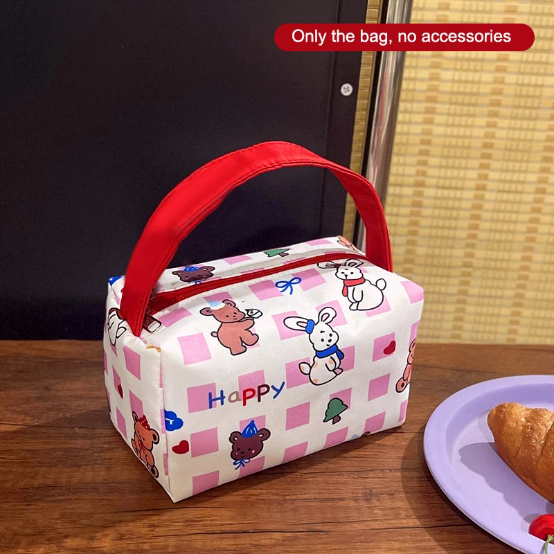 

Cute Large Capacity Pink and White Rabbit Print Toiletry Bag, Ideal Travel Storage, Compact Makeup Pouch, Ideal Gift for Girls