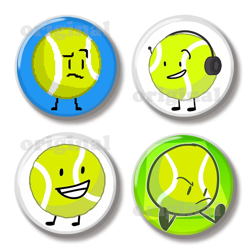 44MM BFDI Tennis Ball Pin Soft Button Pin Jewelry Creative Badge Cartoon Brooch Lapel Pin Bag Backpack Hat Decoration