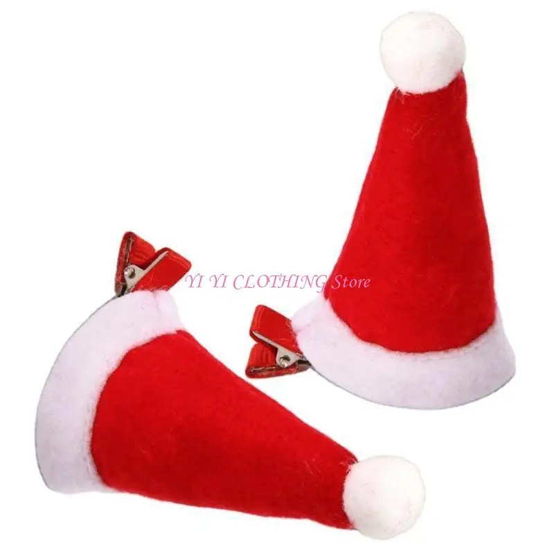 N5KF Christmas Santa Hat Hair Clip Holiday Party Sequins Headdress Festival Side Clip Family Gathering Party Accessory