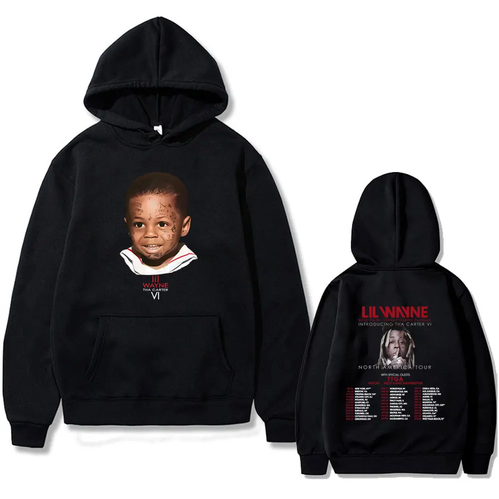 

Rapper Lil Wayne Face Graphic Hoodie Tha Carter VI North America Tour 2025 Pullover Men Women Hip Hop Fashion Oversized Hoodies