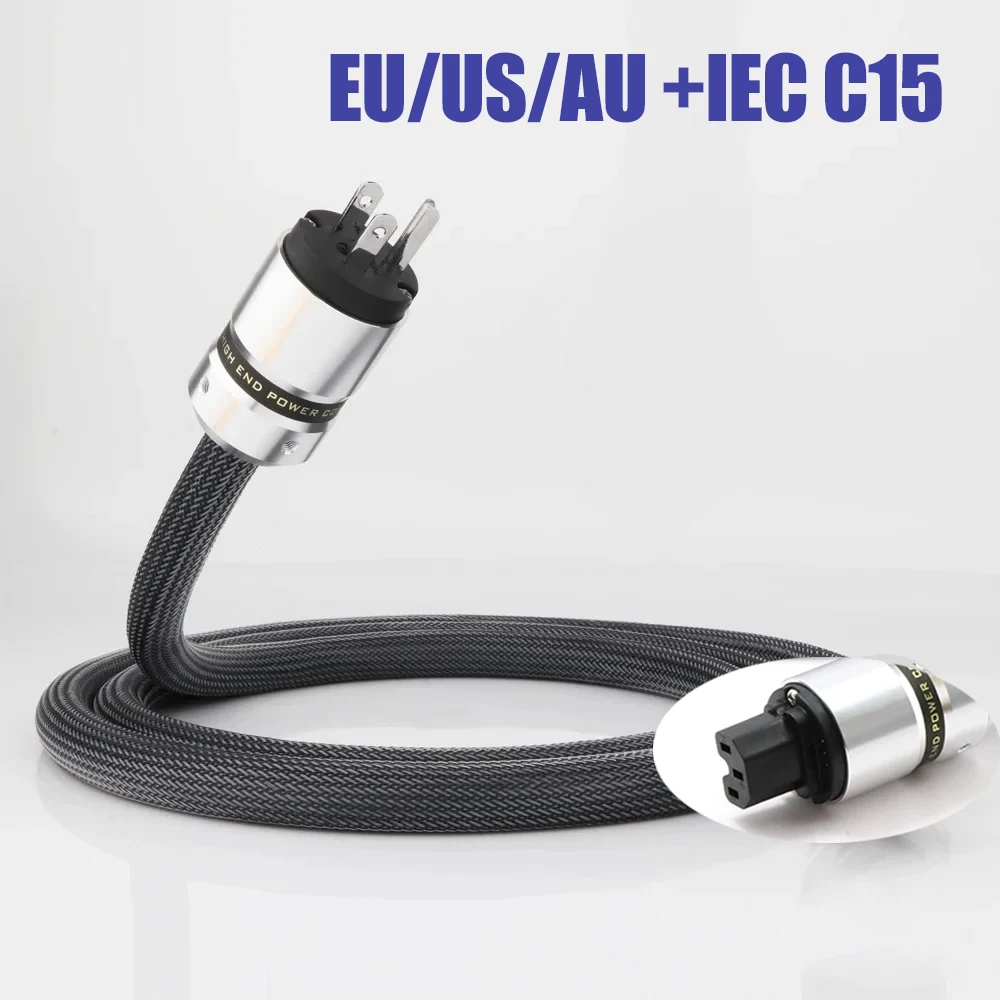 Кабели питания HIFI, разъем 10AWG IEC, 125 В/15 А, блок питания звука Schuko, плетеный кабель для динамика, сабвуфера, проигрывателя, AMP,
