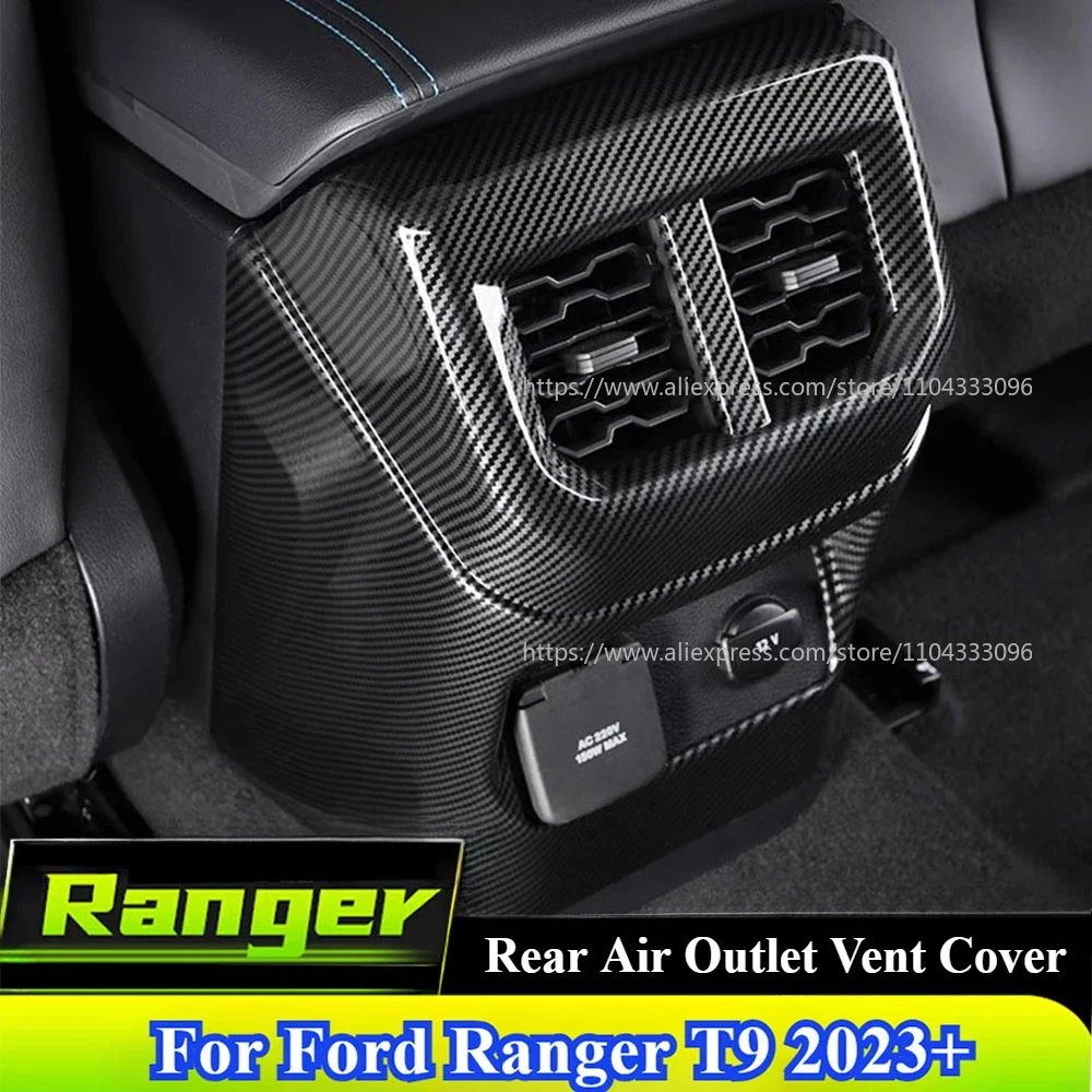 

For Ford Ranger T9 2023 2024+ Car Rear Air Outlet Vent Cover Carbon Fiber Protective Frame Trim Interior For Ranger Accessories