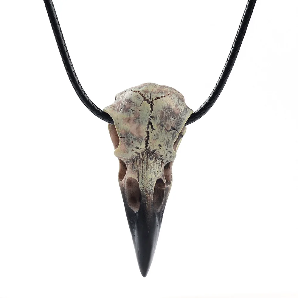 3D Raven Skull Necklace Resin Replica Raven Magpie Crow Poe Gothic Gift,Halloween Raven Skull Necklace,Goth Bird Skull Jewelry