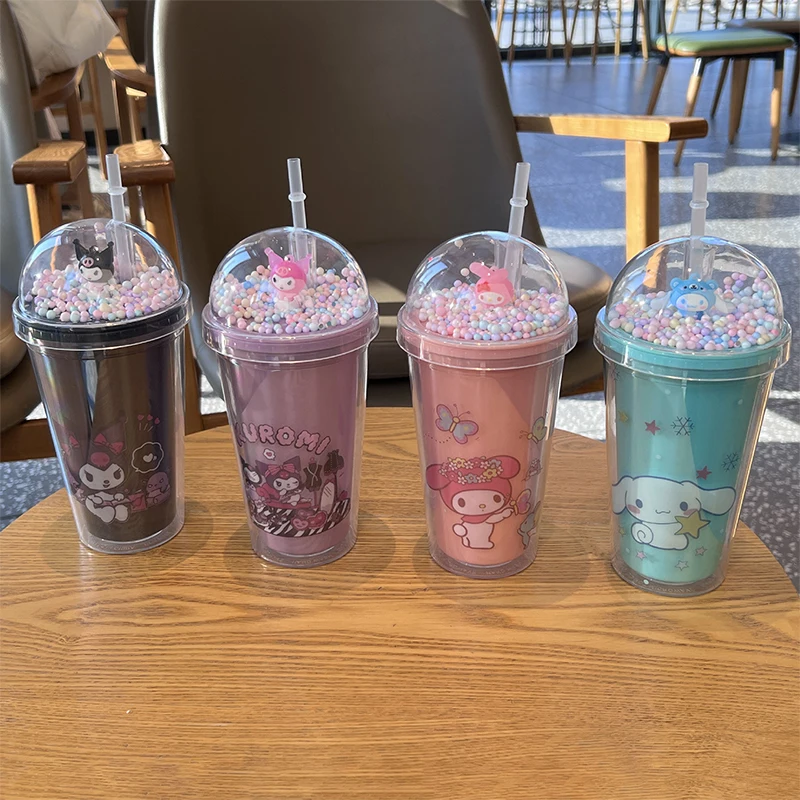 

Портативная аниме-бутылка для воды Sanrio Hello Kitty Melody Kuromi Cinnamoroll почтовая двухслойная пластиковая чашка Спортивная кружка подарки для девочек
