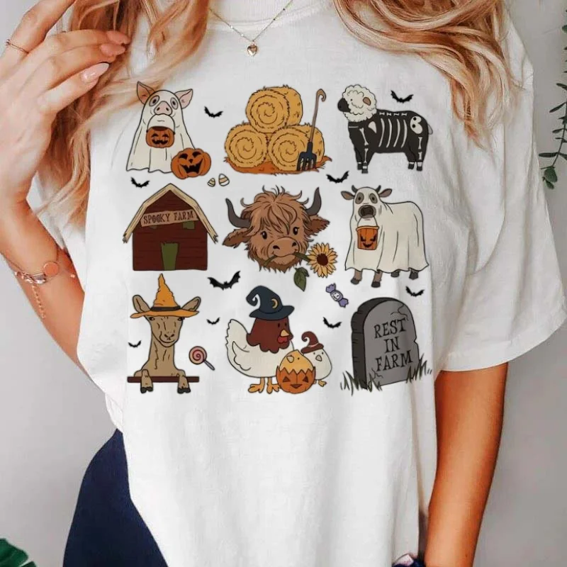 Camiseta de manga corta con estampado de dibujos animados para mujer, ropa de estilo de los 90, versátil, informal, a la moda