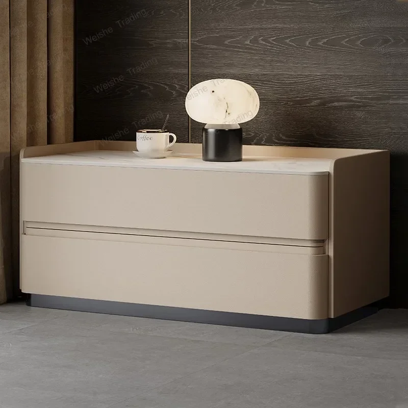 Light luxury solid wood bedside table minimalist cream wind bedroom bedside table storage locker complete