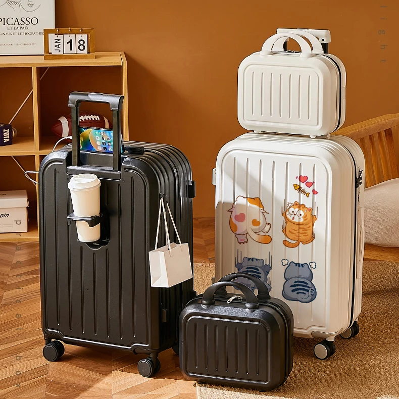

Large Capacity Suitcase with Cup Holder Carry-on Suitcase with USB Port 20/22/24/26/28-inch Travel Boarding Case Trolley Case