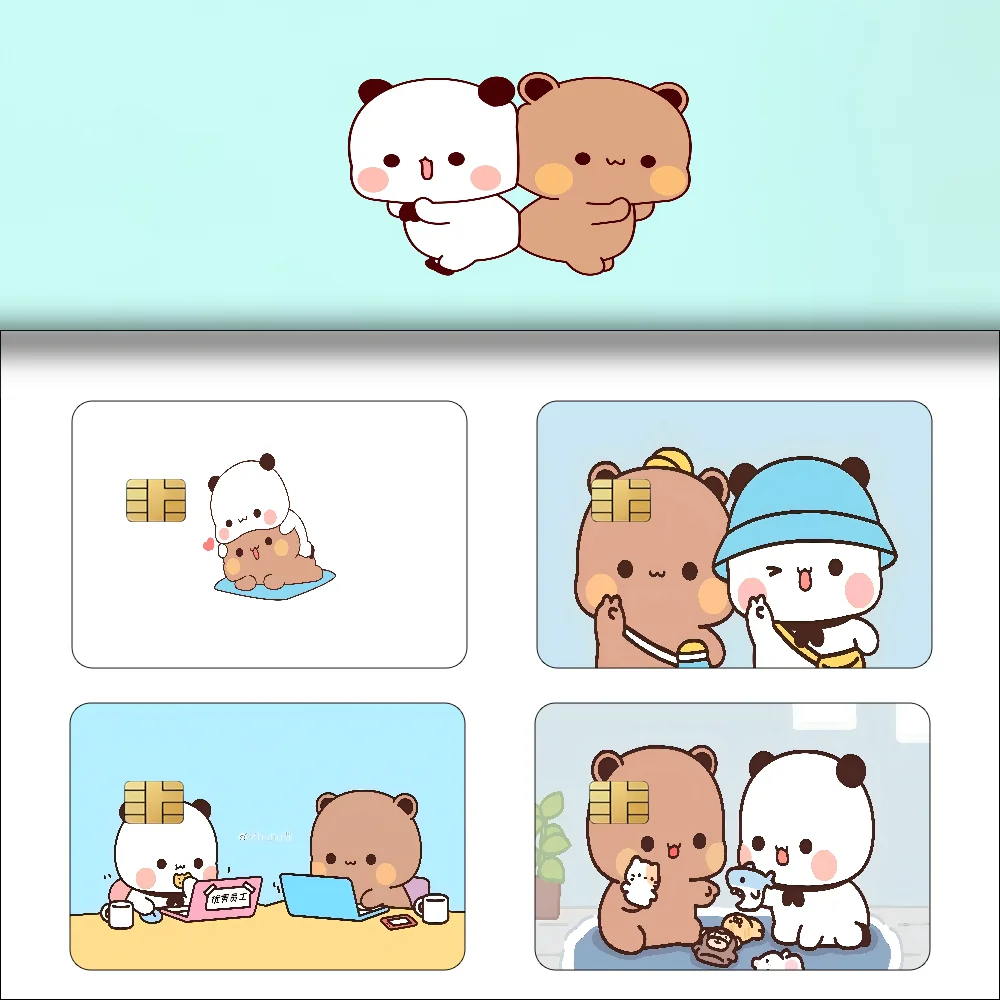 Bubu und Dudu Anime Cartoon Bär Haut Aufkleber Film Klebeband Fall für große Kredit-Debitkarte Vorderseite