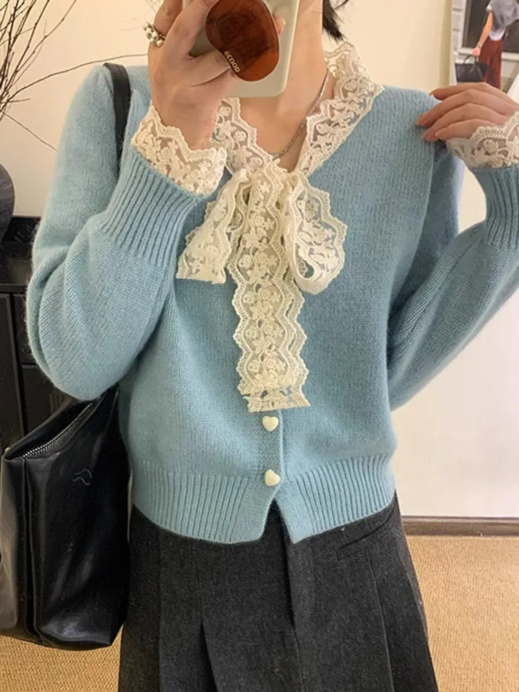 

Вязаный свитер с кружевным дизайном, кардиган Long Sve, удобный женский модный повседневный трикотаж обычного кроя для поездок на работу и ветер