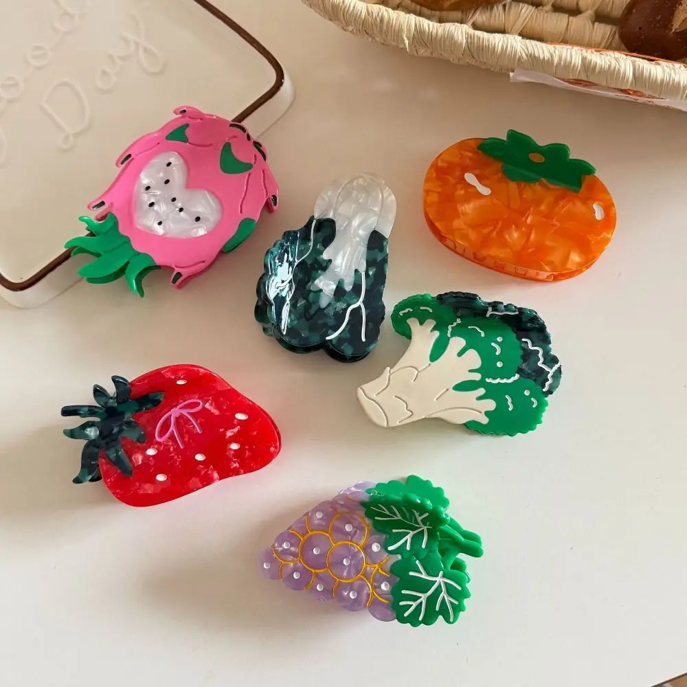

Korean Style Vegetable Hair Clip Cute Persimmon Fruit Shark Clip Strawberry Grape Acetic Acid Claw Clip Hair Accessories