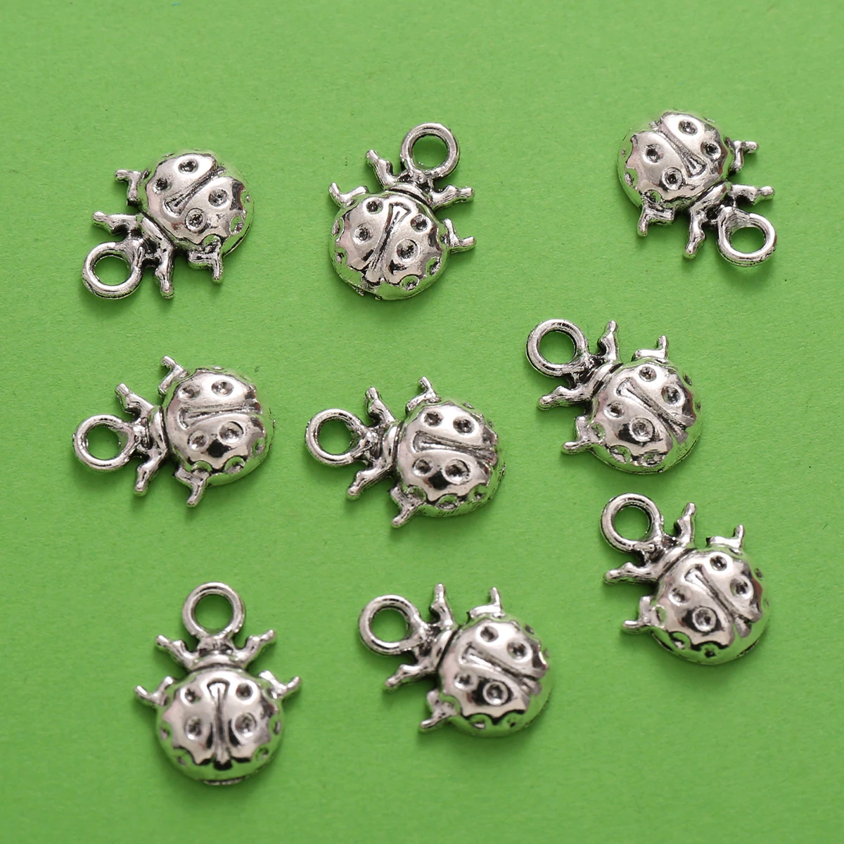 20 Mini Ladybug Charms, Round Beetle-Shaped with Polka Dot Texture, Suitable for DIY Bracelets, Necklaces, Earrings, and Handmade Beaded Jewelry Accessories view 2