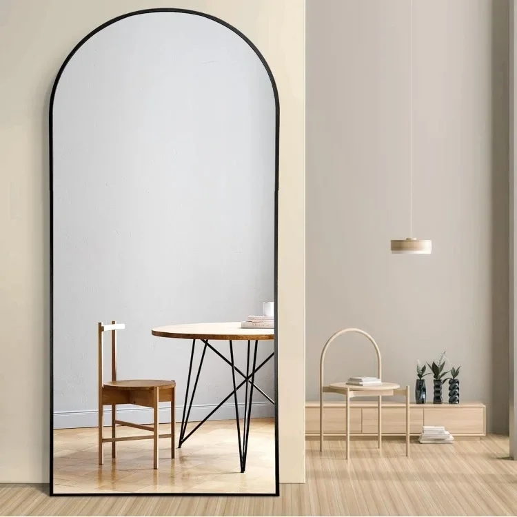 Full Length Mirror, 71''x31''Black Arched Mirror Large Floor Mirror Standing Leaning Hanging [71''x32''-Black]