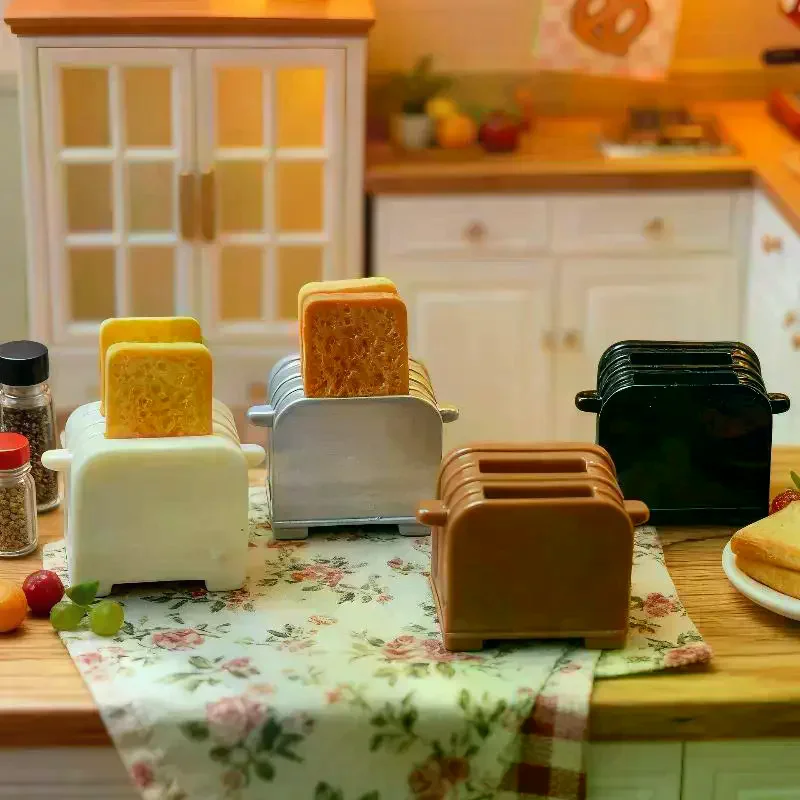 3Pcs Creative Mini Breakfast Bread Machine Set Miniature Food Toy Kitchen Scene Model Small Dollhouse Accessories