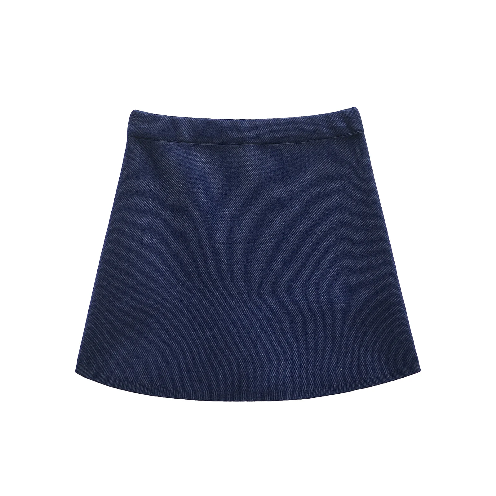 Women Casual High-waist A-line Mini Skirts Blue Solid Elegant Skirts Slimming Short Dress Belly Covering Summer Skirts 9598242