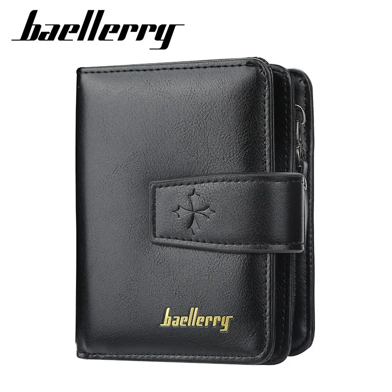 Baellerry Business Men Luxury Brand Wallets Zipper Card Holder Male Purse PU Leather Vintage Coin Holder Men Wallets