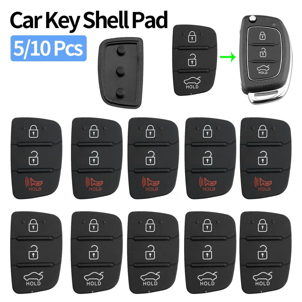 

Запасной 3-кнопочный брелок для автомобильного ключа, резиновая подкладка для HYUNDAI, Kia, черный силиконовый чехол-книжка для автомобильного ключа для Hyundai, 5/10 шт.