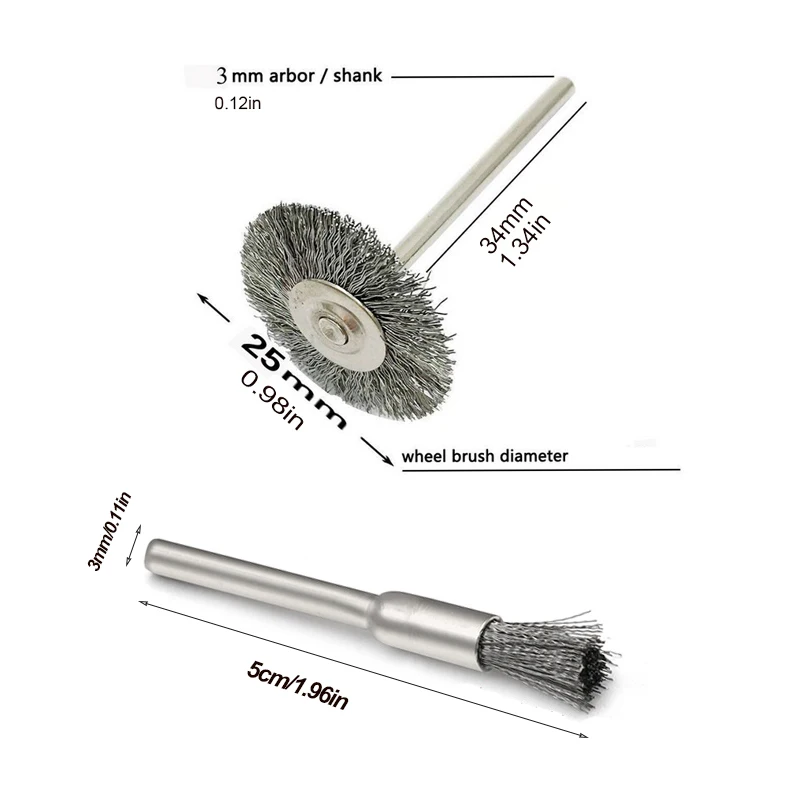 15pcs Wire Brush Set and 10pcs Pen Brush Stainless Steel Scratch Free Flexible Abrasive for Rust Removal Polishing and Deburring