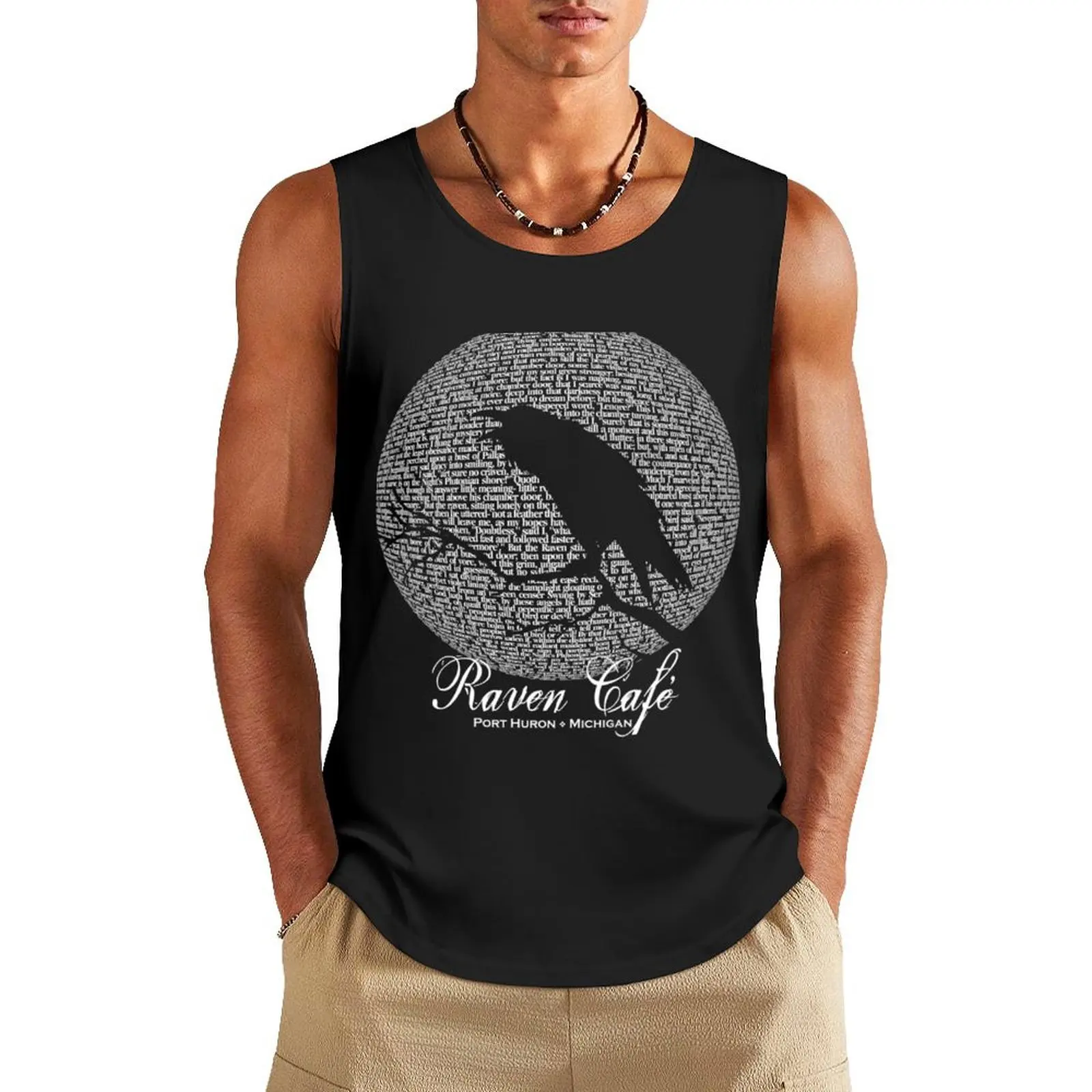 The Raven Moon Poem By Edgar Allan Poe - Raven Cafe Tank Top Gym t-shirt man gym t-shirts man man sexy?costume