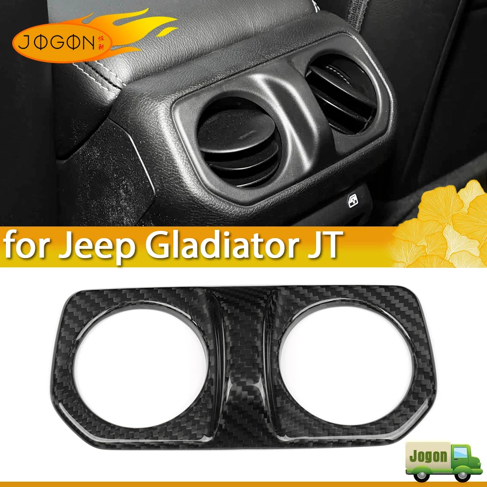 

For Jeep Gladiator JT Wrangler JL Sahara 2019 2020 -2025 Car Interior Rear AC Ventilator Grille Trim Carbon Fiber Decorative