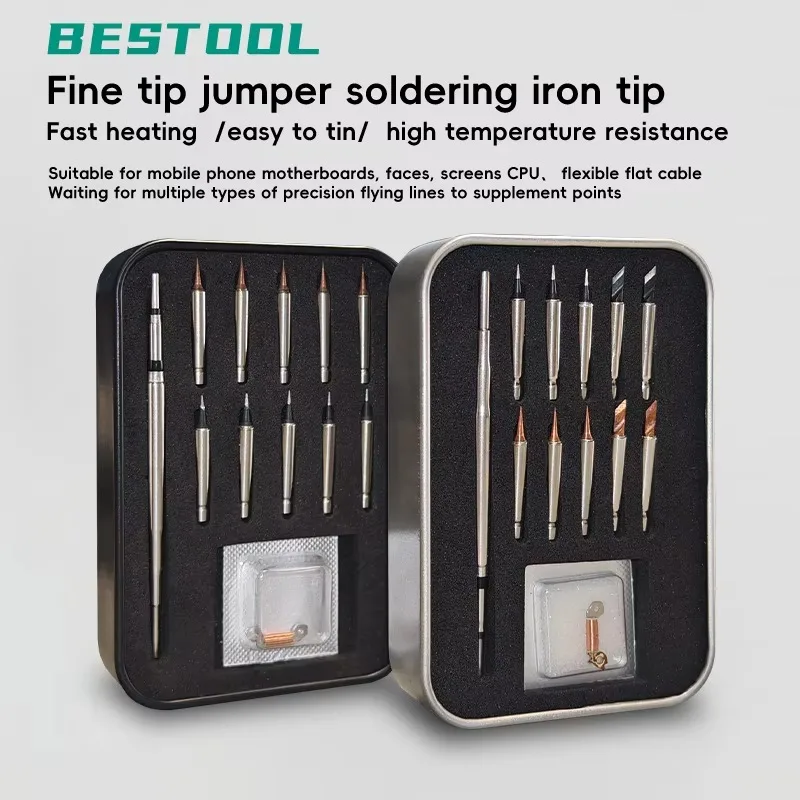 BST-H210 Series Quick Release Core Saving Soldering Iron Set Replaceable 210 Tips 10pcs Copper Tungsten Steel I Shape SK Blade